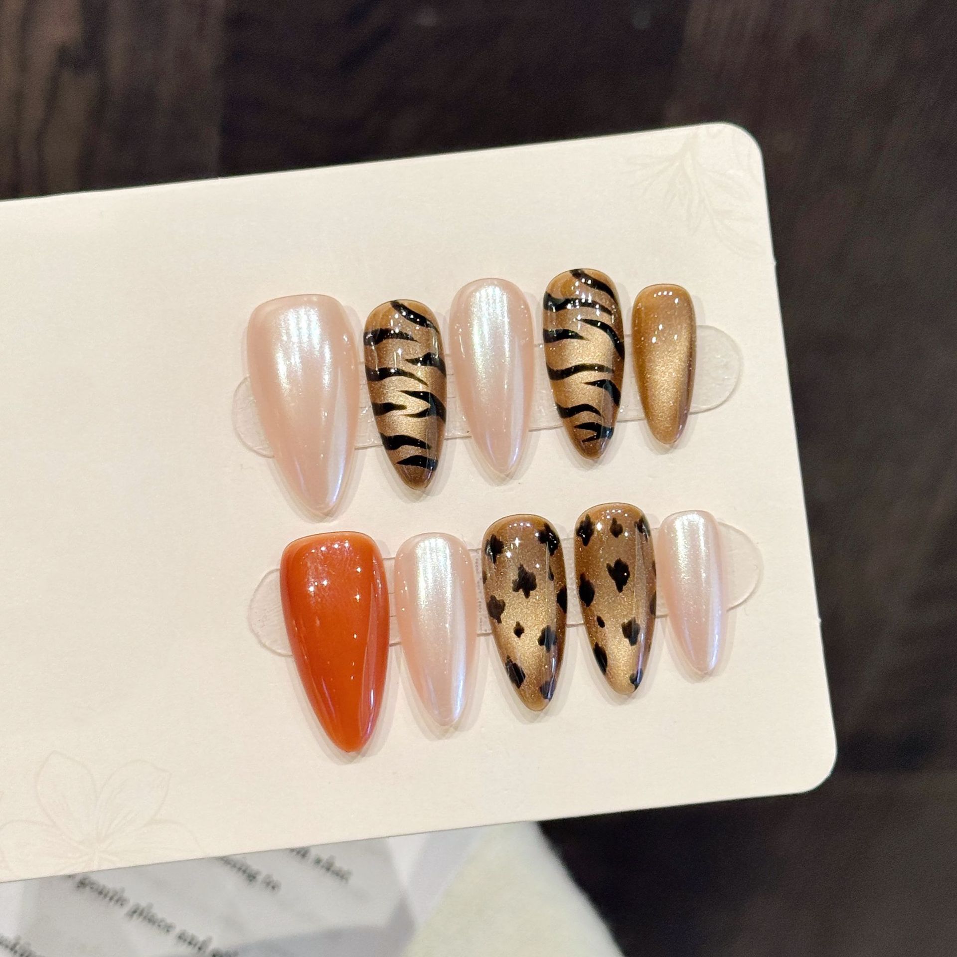 10pcs Handmade Almond Press On - Nail Art Zebra Design review and price