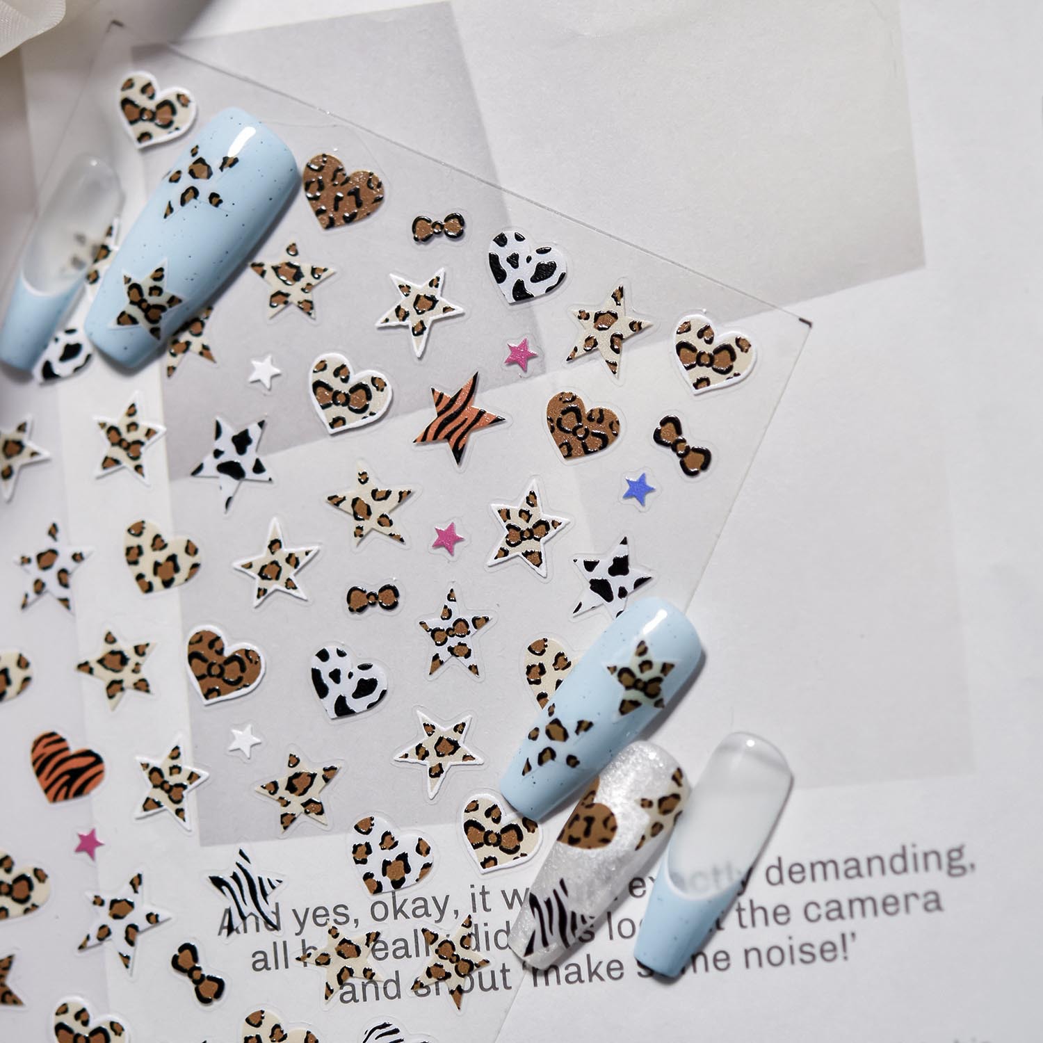 Blue And Pink Star Shaped Hear - Nail Art Zebra Design review and price